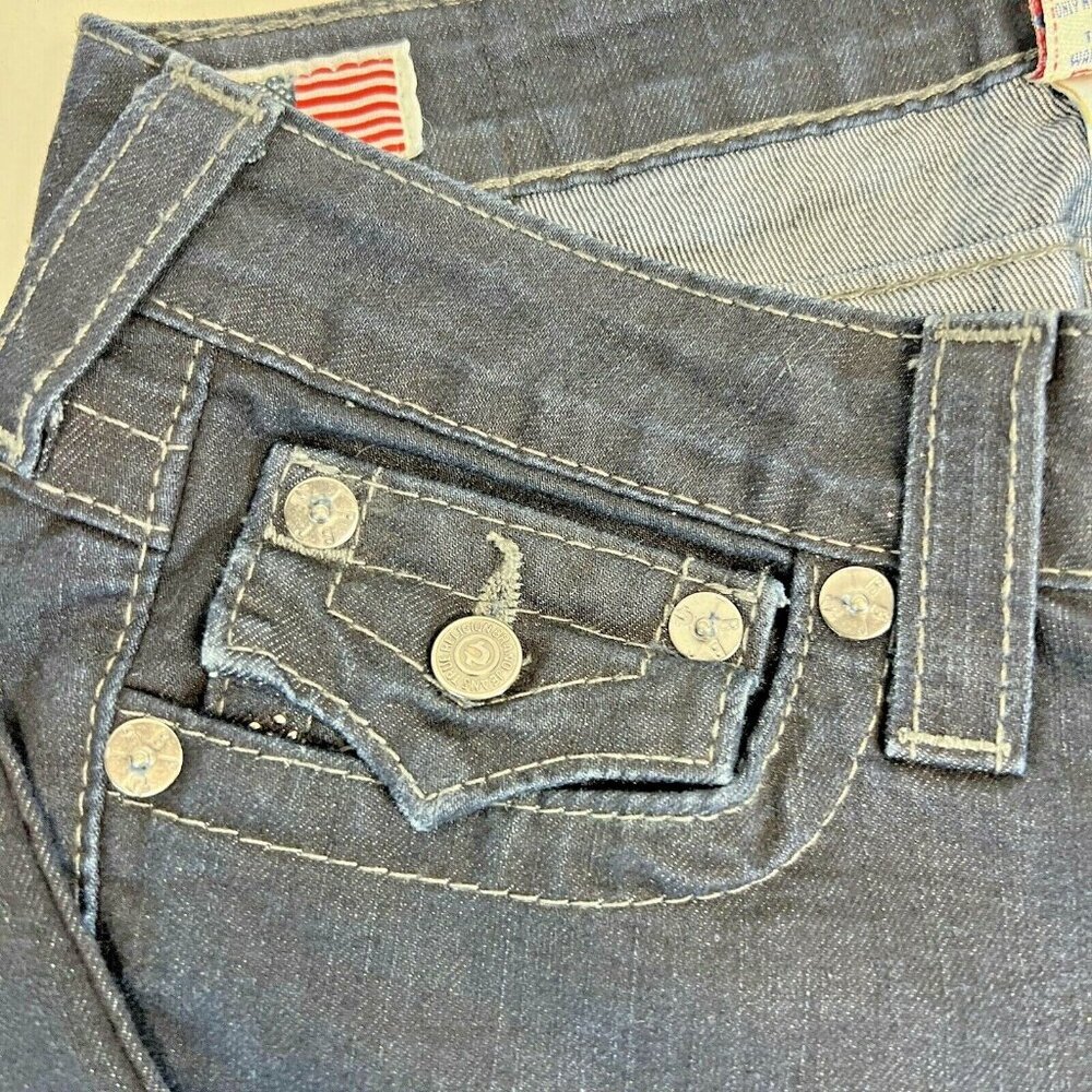 True Religion World Tour Jodie Womens Jeans Size 27 Stretch Denim Raw Hem Dark W - Picture 8 of 10